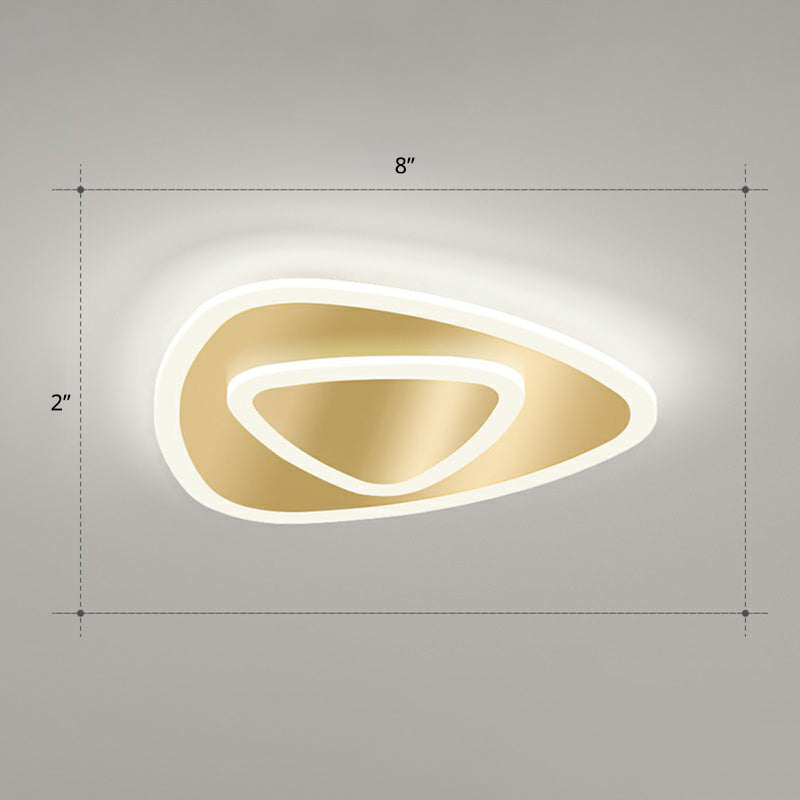Gold Geometric Corridor Ceiling Light - Acrylic LED Flush Mount Fixture with Minimalistic Design
