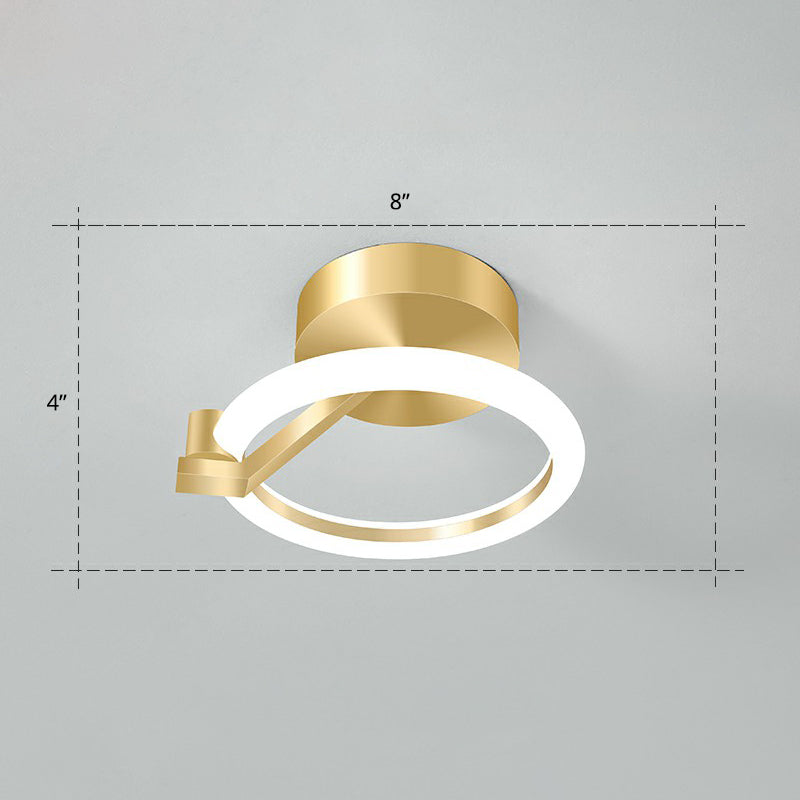 Simplicity Gold Metal Semi Flush Mount Ceiling Fixture for Corridors