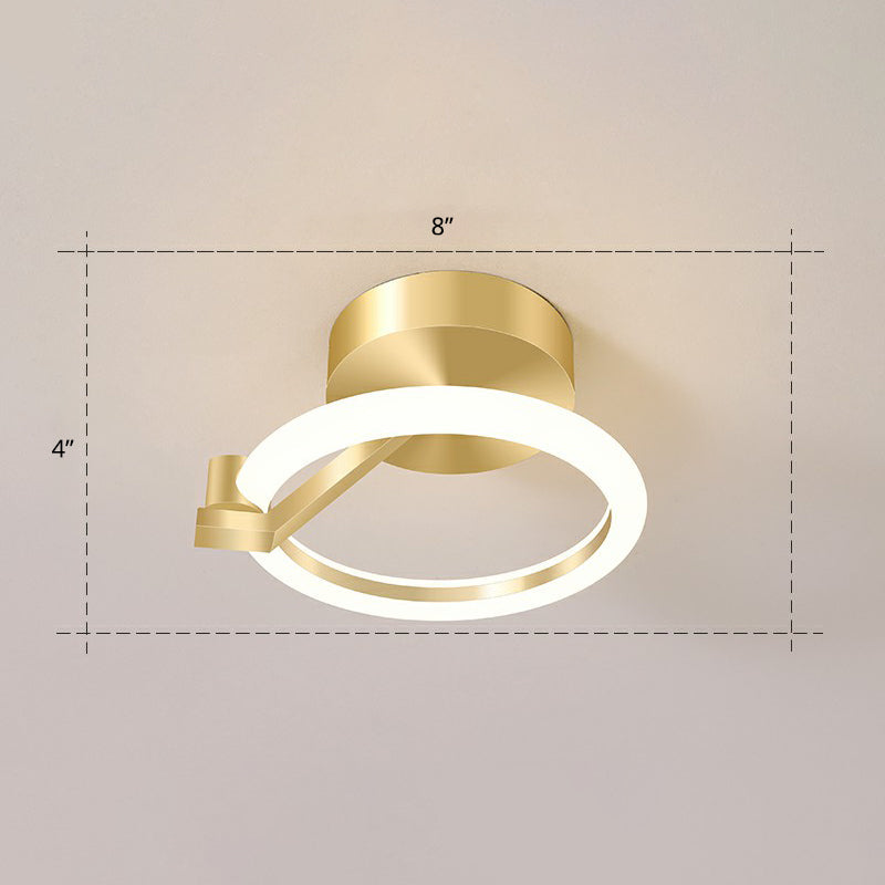 Simplicity Gold Metal Semi Flush Mount Ceiling Fixture for Corridors