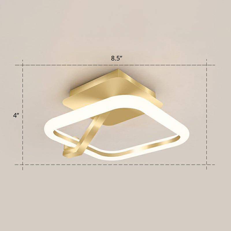 Simplicity Gold Metal Semi Flush Mount Ceiling Fixture for Corridors