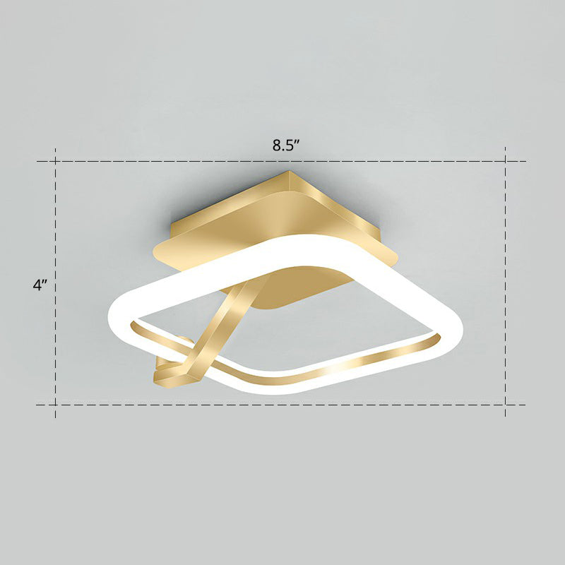 Simplicity Gold Metal Semi Flush Mount Ceiling Fixture for Corridors