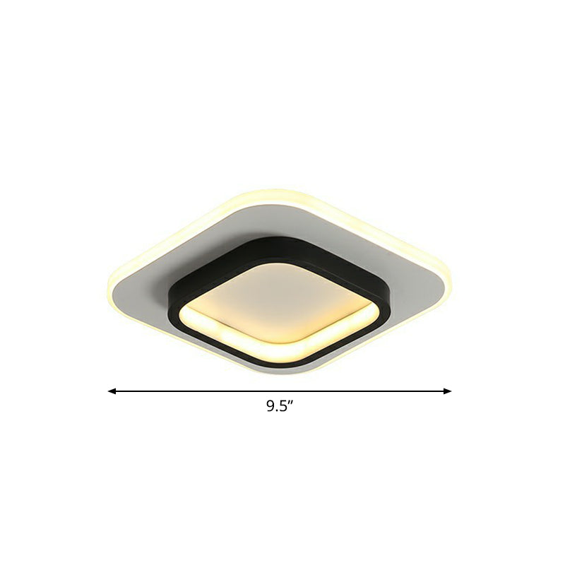Modern Black Geometric LED Ceiling Flush Light - Nordic Metal Fixture for Aisle