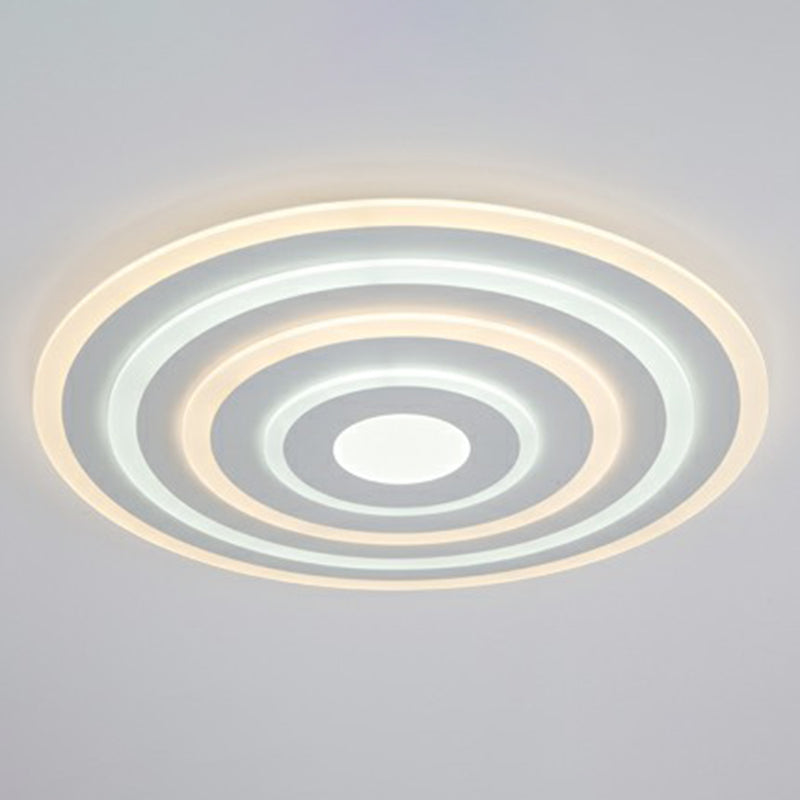 Simple Style LED Flush Ceiling Light for Bedroom - White Acrylic Round Flushmount