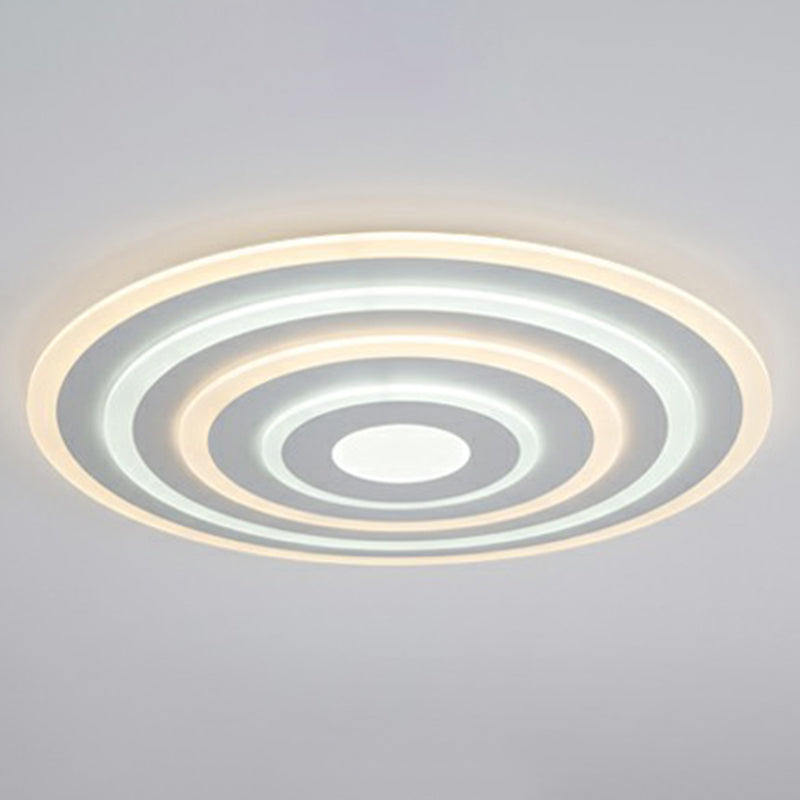 Simple Style LED Flush Ceiling Light for Bedroom - White Acrylic Round Flushmount