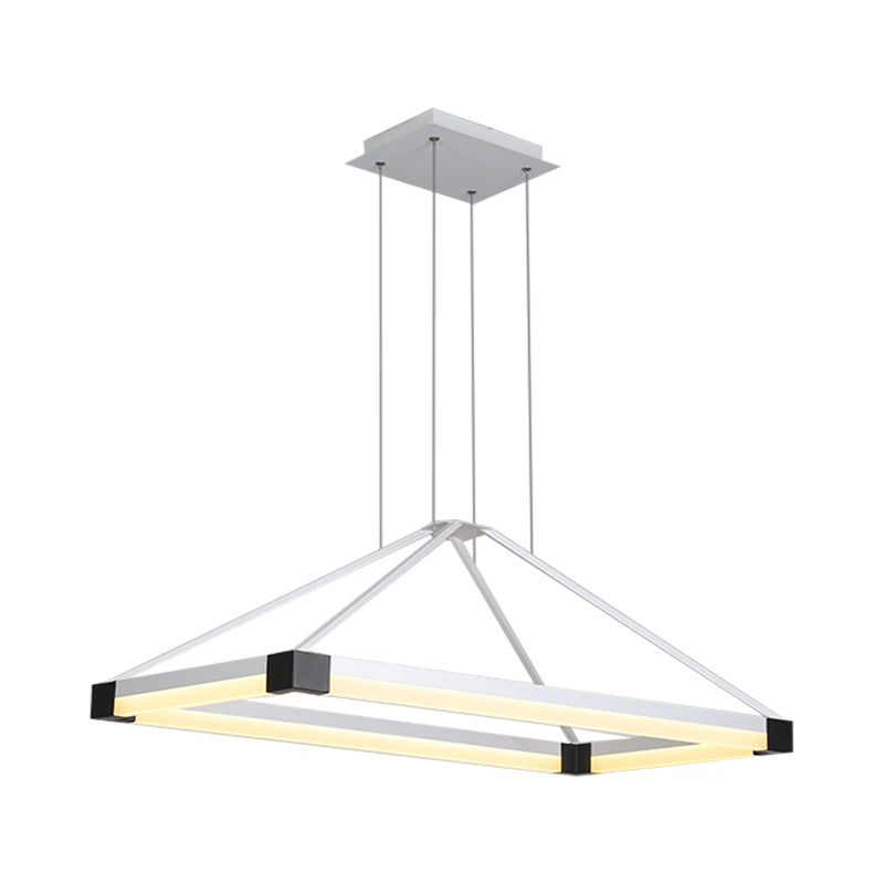 Modernist LED Pyramid Chandelier - White/Coffee, 23.5"/31.5"/39" Wide, Metal Ceiling Pendant Fixture with Warm Light