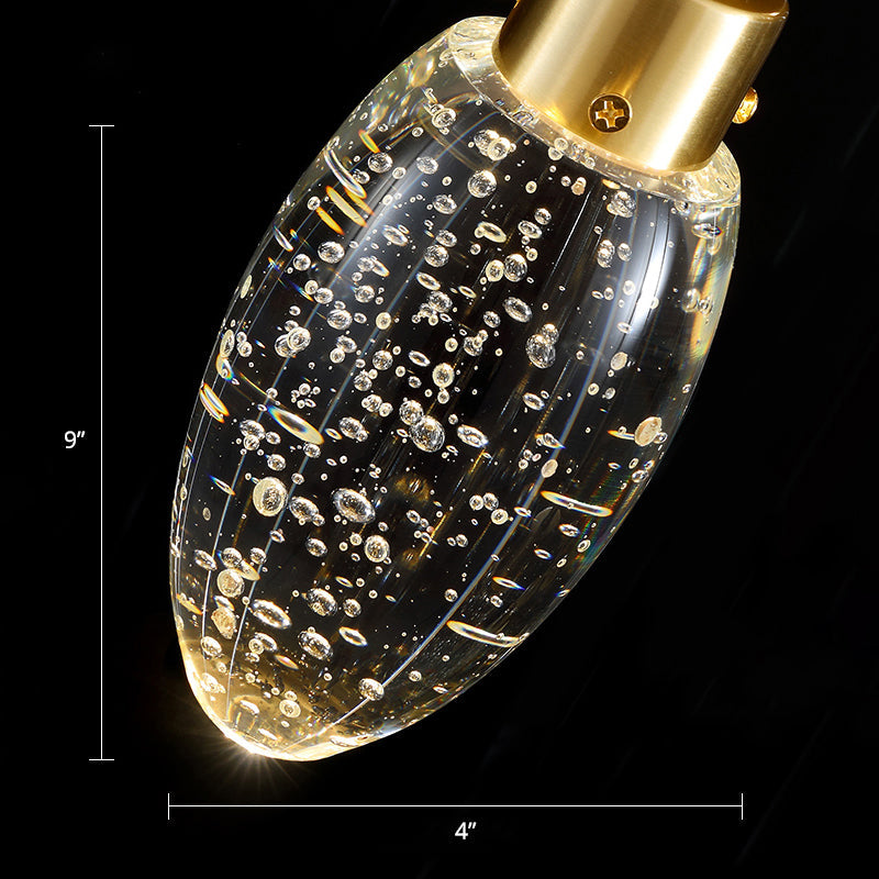 Golden LED Pendant Light with Seedy Crystal Fruit Design - Ideal for Bedroom