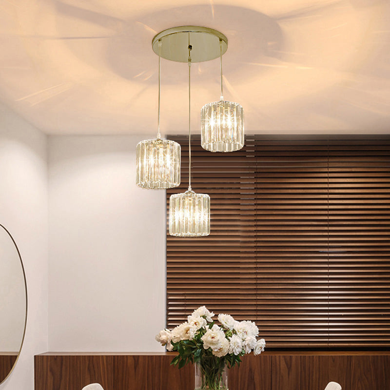 Crystal Shade 3-Head Pendant Light for Minimalist Dining Room Decor