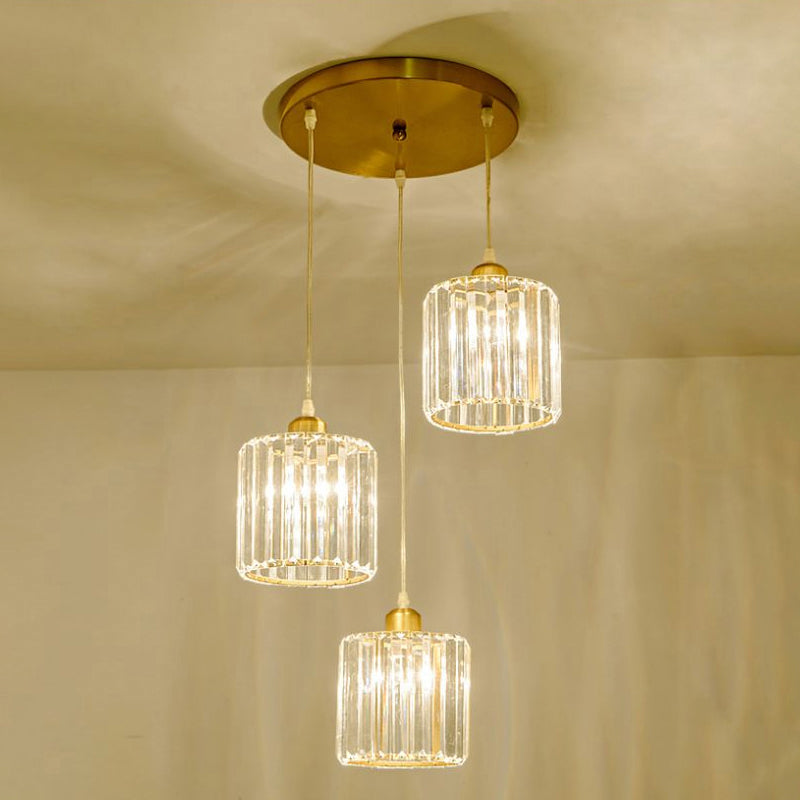 Crystal Shade 3-Head Pendant Light for Minimalist Dining Room Decor