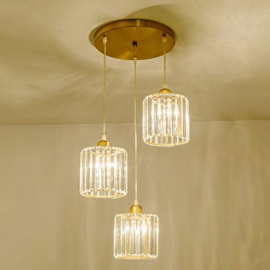 Crystal Shade 3-Head Pendant Light for Minimalist Dining Room Decor