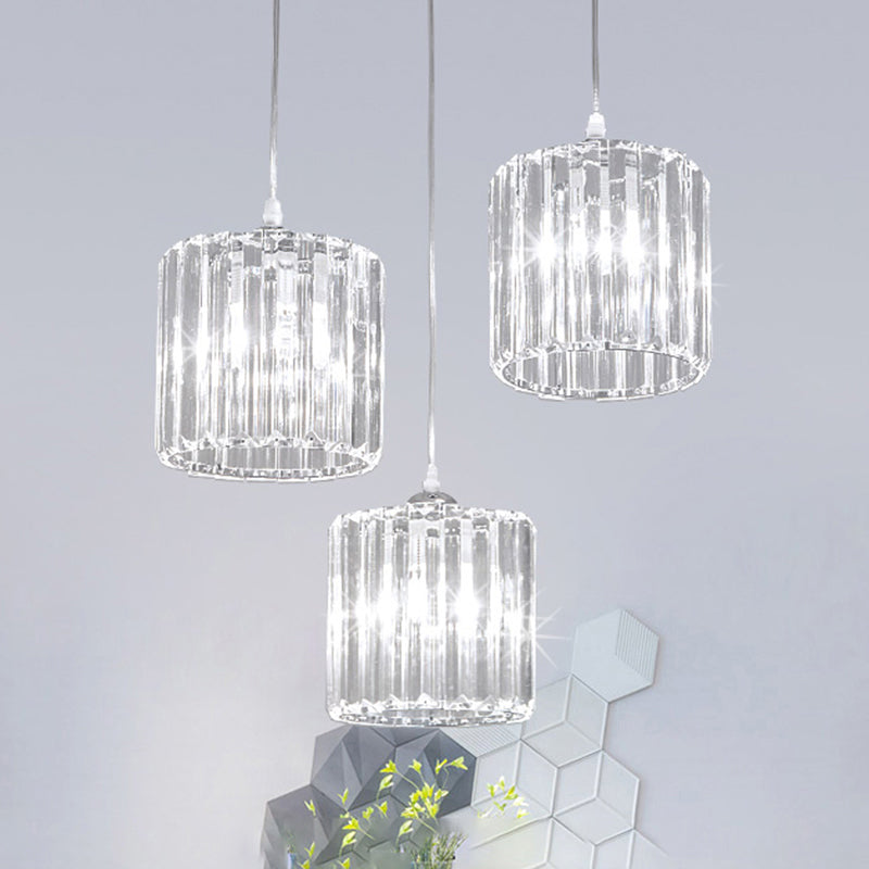 Crystal Shade 3-Head Pendant Light for Minimalist Dining Room Decor