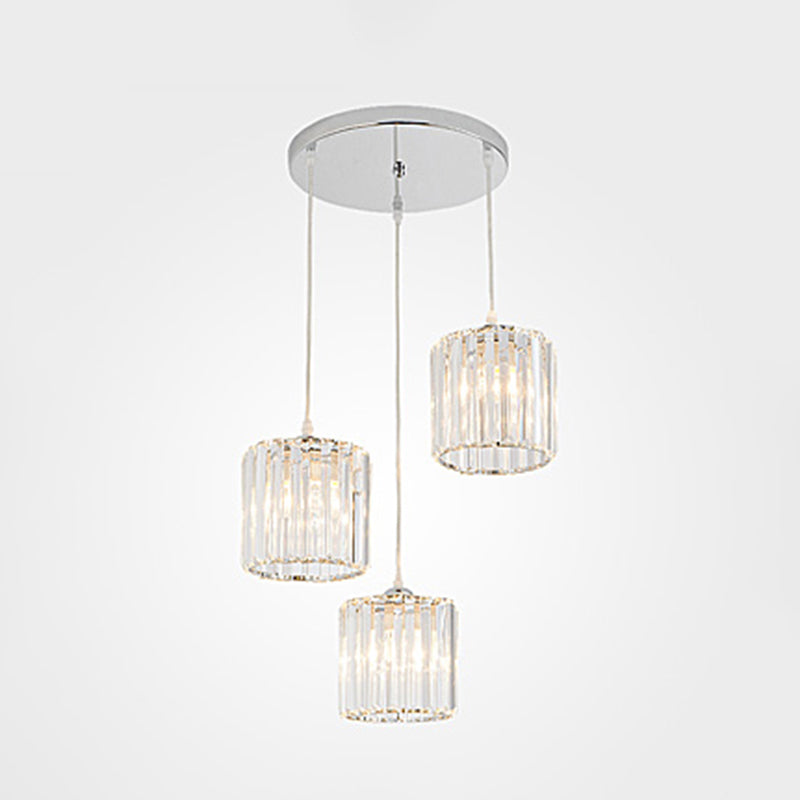 Crystal Shade 3-Head Pendant Light for Minimalist Dining Room Decor