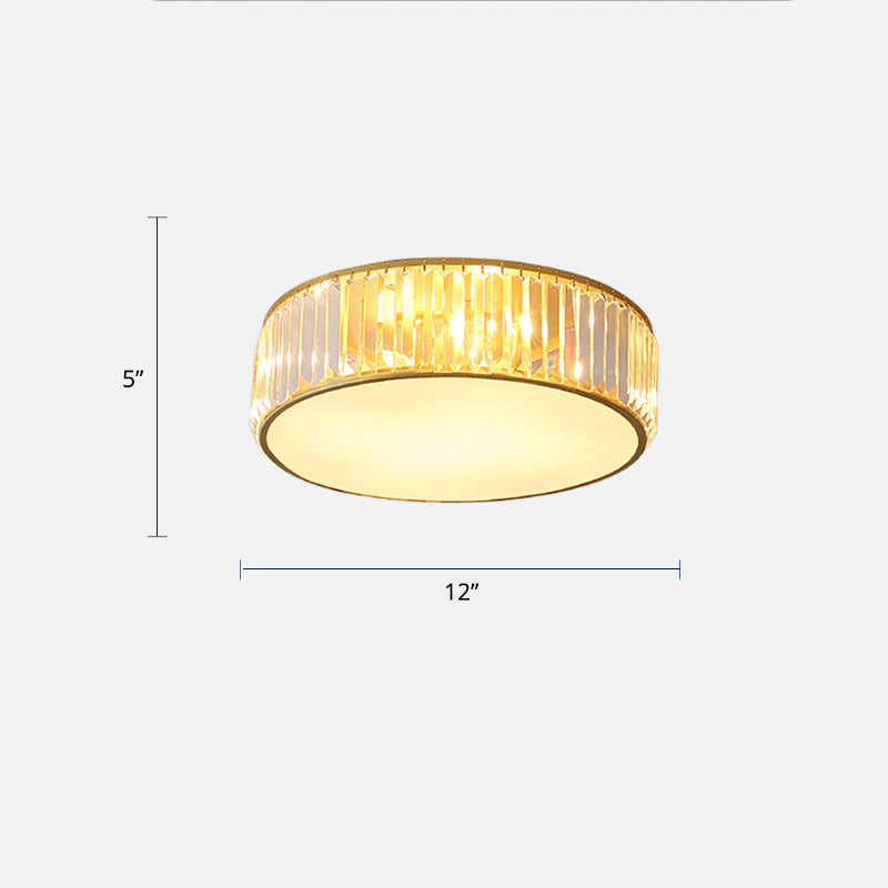 Modern LED Crystal Drum Flush Mount Ceiling Light Fixture for Bedrooms