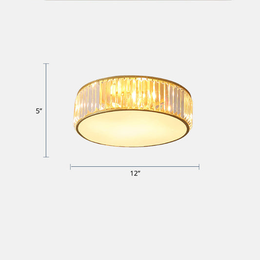 Modern LED Crystal Drum Flush Mount Ceiling Light Fixture for Bedrooms