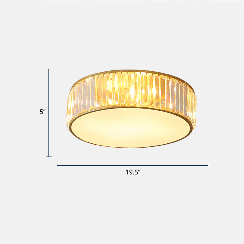 Modern LED Crystal Drum Flush Mount Ceiling Light Fixture for Bedrooms