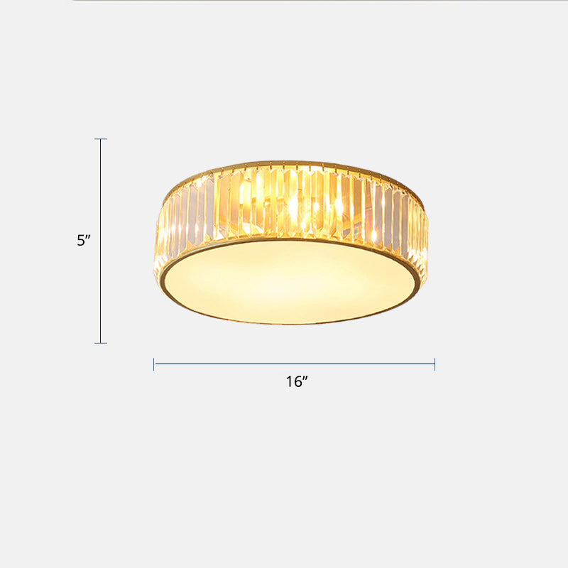Modern LED Crystal Drum Flush Mount Ceiling Light Fixture for Bedrooms