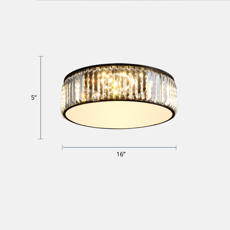 Modern LED Crystal Drum Flush Mount Ceiling Light Fixture for Bedrooms