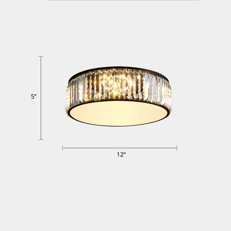 Modern LED Crystal Drum Flush Mount Ceiling Light Fixture for Bedrooms