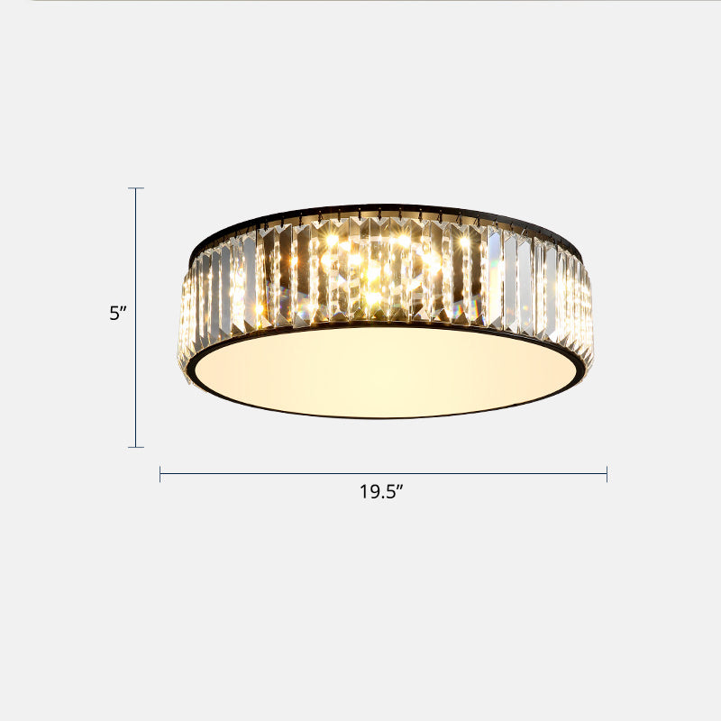 Modern LED Crystal Drum Flush Mount Ceiling Light Fixture for Bedrooms