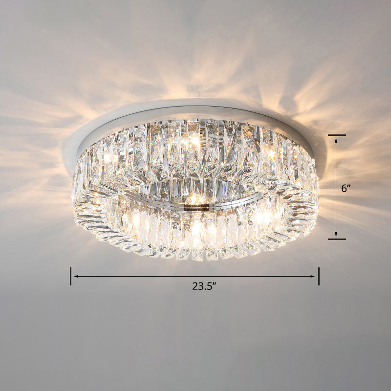 Beveled Cut Crystal Flush Mount Ceiling Light for Bedroom - Simple Style & Elegance