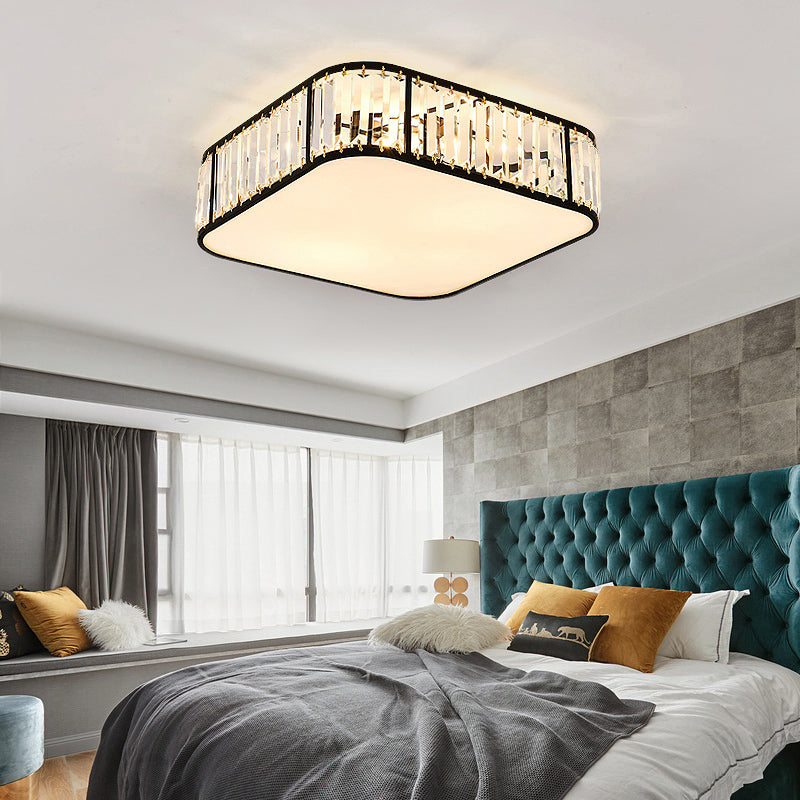 Minimalist Crystal Flush Mount Ceiling Light for Bedroom