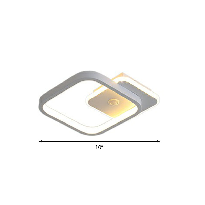 Sleek Geometric LED Ceiling Light - Minimalist Metal Flush Mount Fixture for Corridors