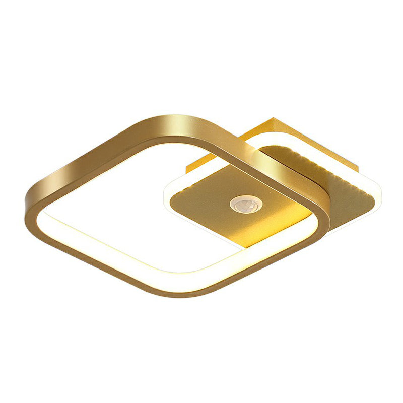 Sleek Geometric LED Ceiling Light - Minimalist Metal Flush Mount Fixture for Corridors