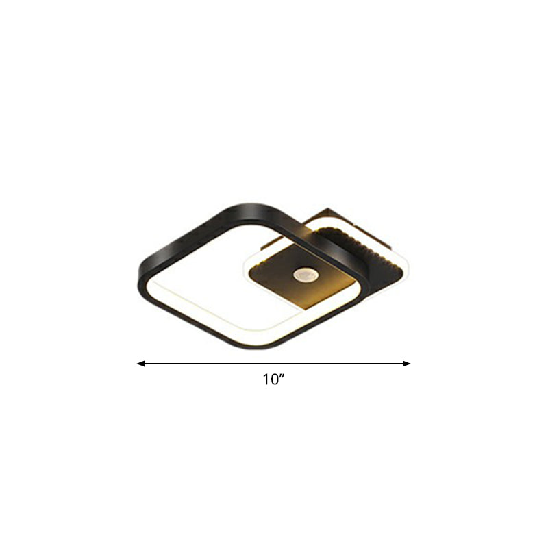 Sleek Geometric LED Ceiling Light - Minimalist Metal Flush Mount Fixture for Corridors