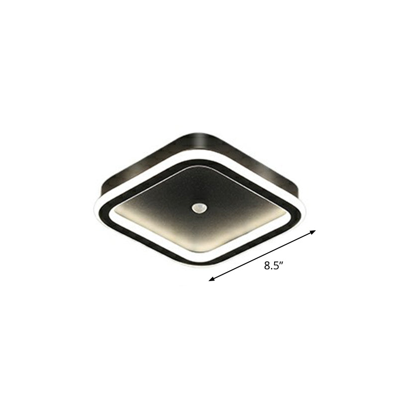 Sleek Geometric LED Ceiling Light - Minimalist Metal Flush Mount Fixture for Corridors