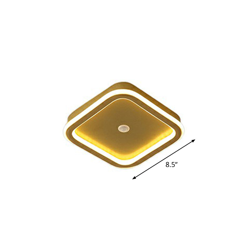 Sleek Geometric LED Ceiling Light - Minimalist Metal Flush Mount Fixture for Corridors