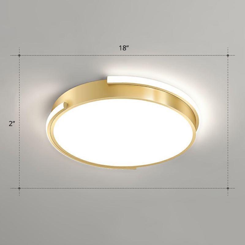 Minimalistic Metallic Geometric LED Ceiling Lamp in Brushed Gold Finish