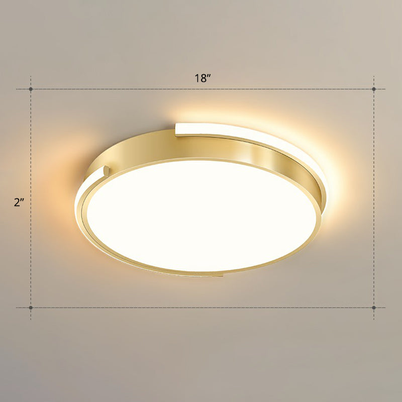Minimalistic Metallic Geometric LED Ceiling Lamp in Brushed Gold Finish
