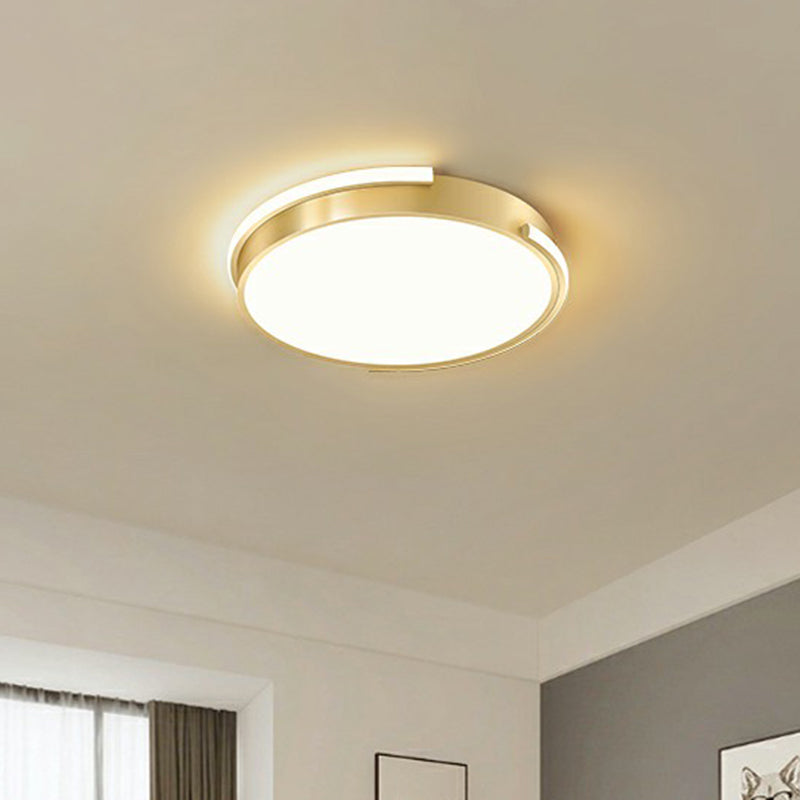 Minimalistic Metallic Geometric LED Ceiling Lamp in Brushed Gold Finish