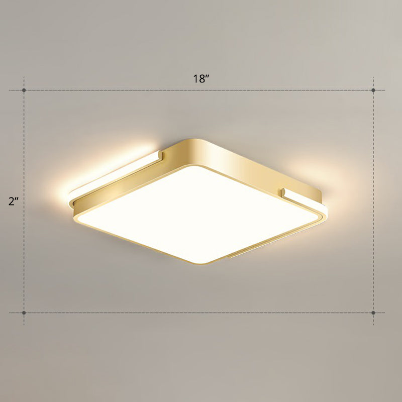 Minimalistic Metallic Geometric LED Ceiling Lamp in Brushed Gold Finish