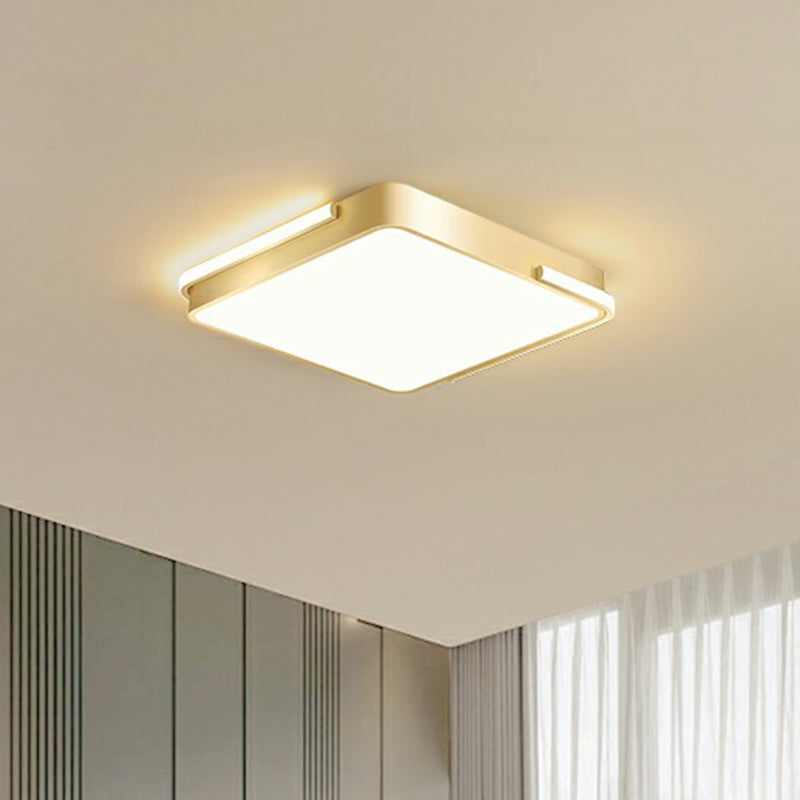 Minimalistic Metallic Geometric LED Ceiling Lamp in Brushed Gold Finish