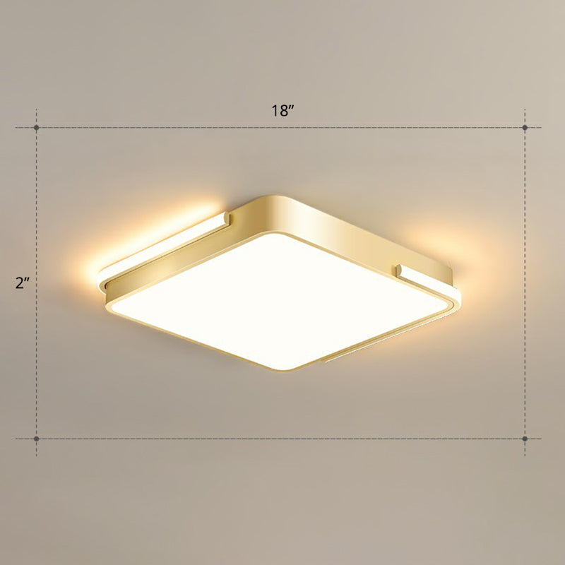 Minimalistic Metallic Geometric LED Ceiling Lamp in Brushed Gold Finish