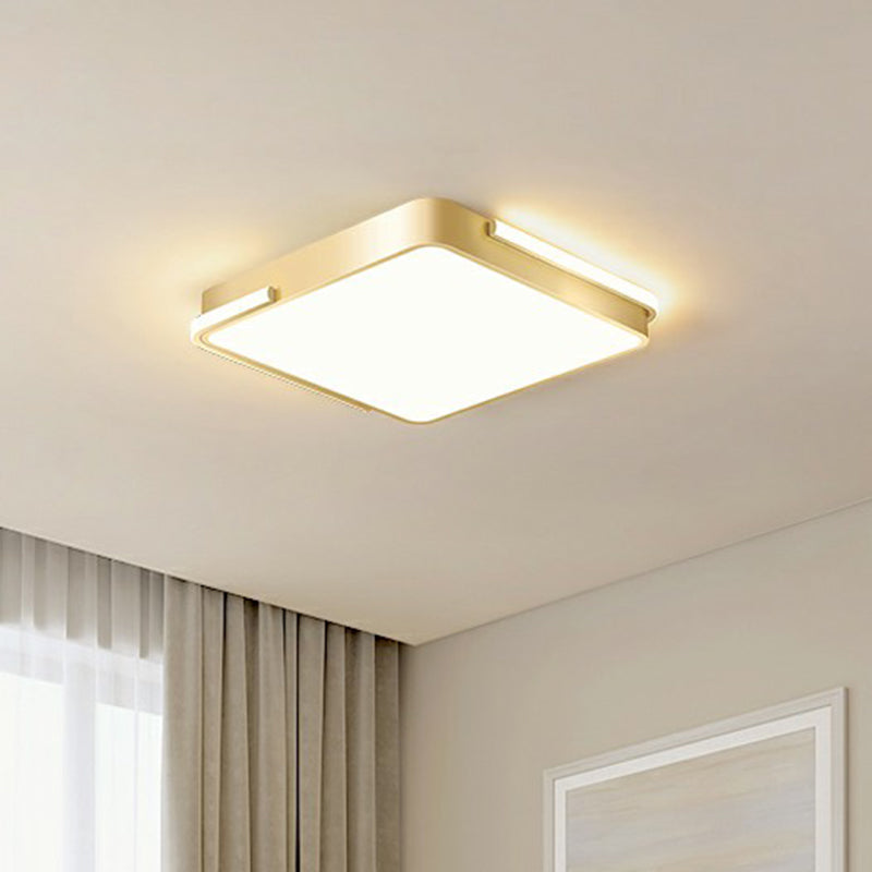 Minimalistic Metallic Geometric LED Ceiling Lamp in Brushed Gold Finish