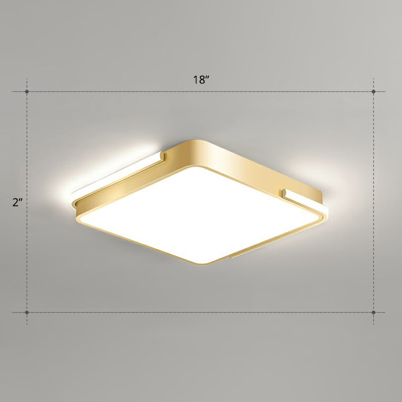 Minimalistic Metallic Geometric LED Ceiling Lamp in Brushed Gold Finish