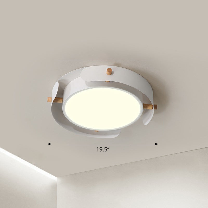 Minimalist LED Ceiling Mount Light - Round Metal Flush Fixture for Bedroom Lighting