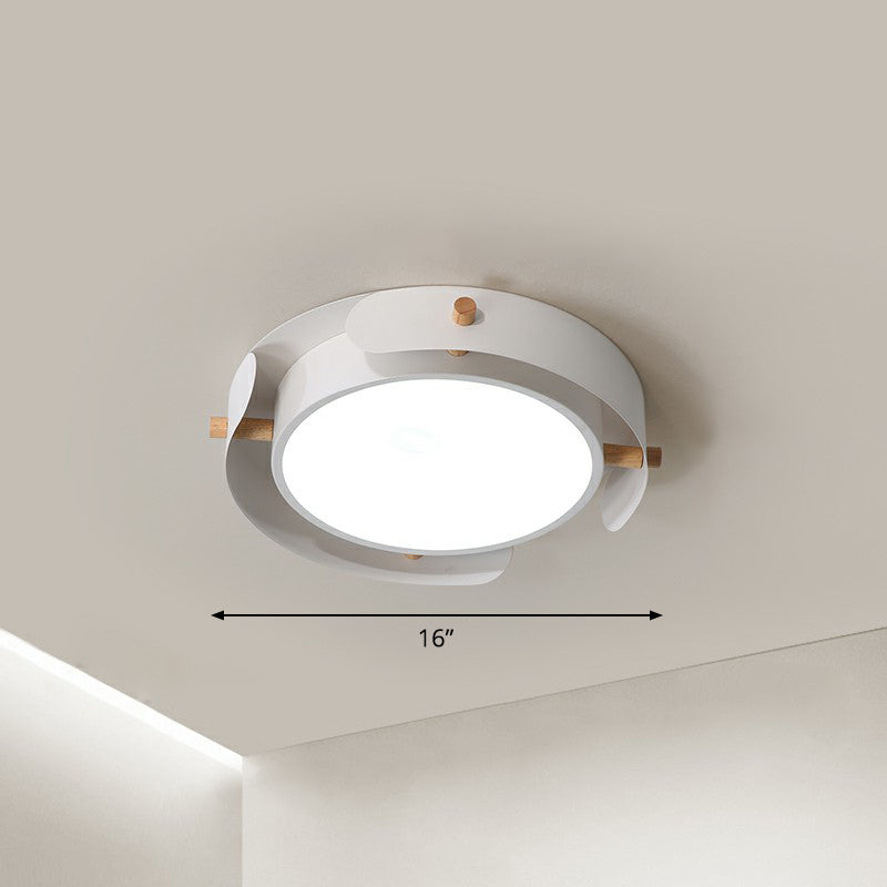 Minimalist LED Ceiling Mount Light - Round Metal Flush Fixture for Bedroom Lighting