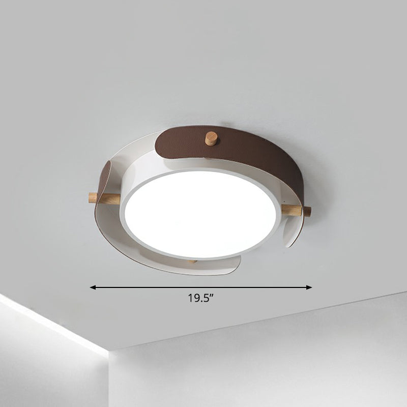 Minimalist LED Ceiling Mount Light - Round Metal Flush Fixture for Bedroom Lighting