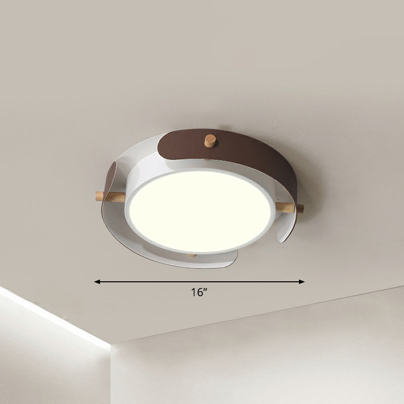 Minimalist LED Ceiling Mount Light - Round Metal Flush Fixture for Bedroom Lighting