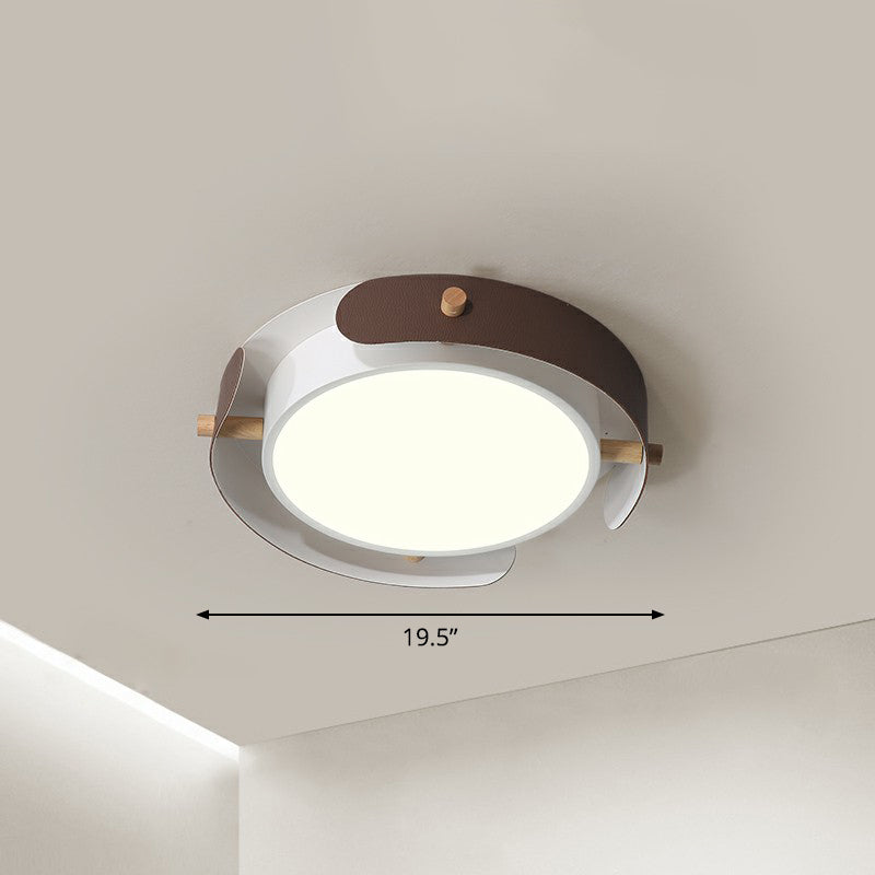 Minimalist LED Ceiling Mount Light - Round Metal Flush Fixture for Bedroom Lighting