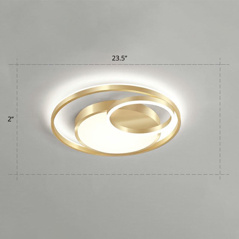 Minimalist Gold Round Metal LED Flush Mount Light for Bedroom Ceiling Lighting