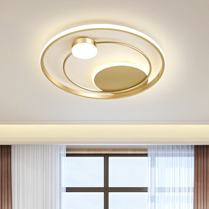 Gold Minimalist LED Ceiling Light with Flush Mount and Acrylic Shade