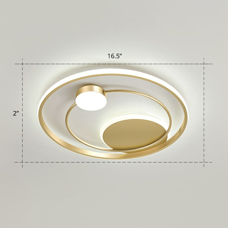 Gold Minimalist LED Ceiling Light with Flush Mount and Acrylic Shade