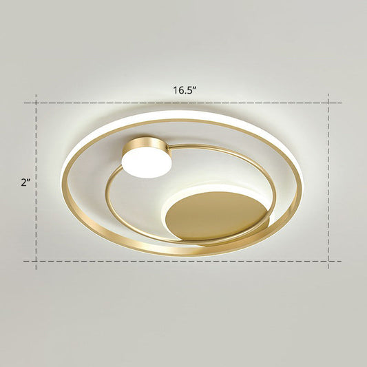 Gold Minimalist LED Ceiling Light with Flush Mount and Acrylic Shade