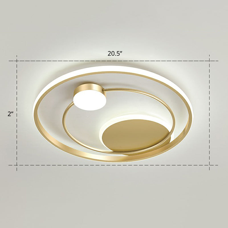 Gold Minimalist LED Ceiling Light with Flush Mount and Acrylic Shade
