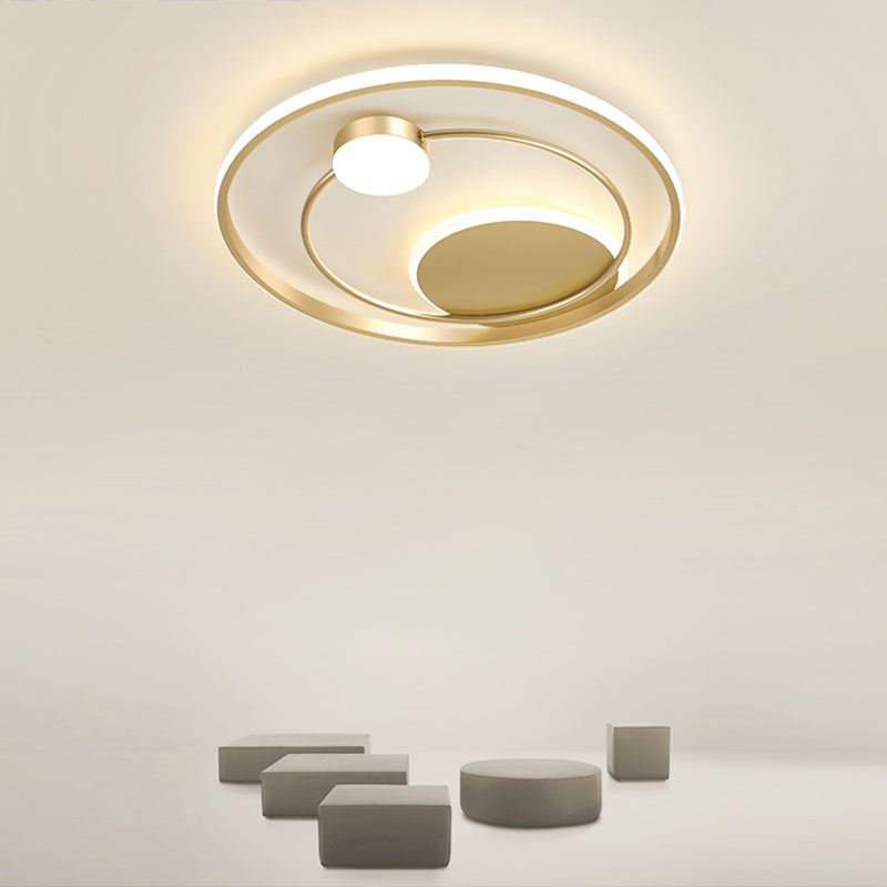 Gold Minimalist LED Ceiling Light with Flush Mount and Acrylic Shade
