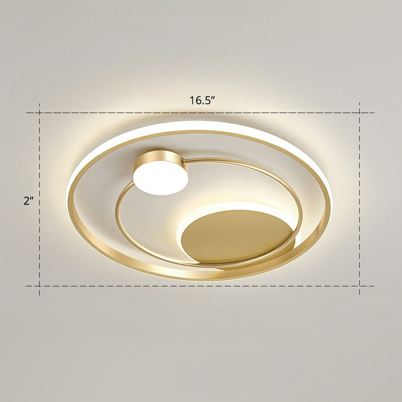 Gold Minimalist LED Ceiling Light with Flush Mount and Acrylic Shade