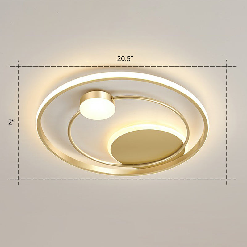 Gold Minimalist LED Ceiling Light with Flush Mount and Acrylic Shade